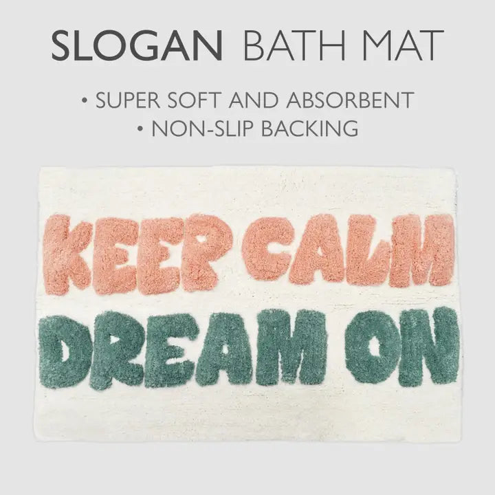 Valentinlife Keep Calm Dream On Slogan Bath Mat – Handmade Non-Slip Bathroom Rug