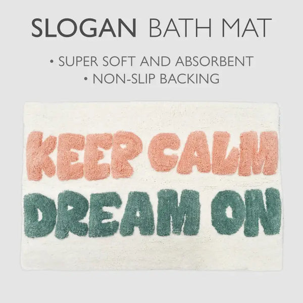 Valentinlife Keep Calm Dream On Slogan Bath Mat – Handmade Non-Slip Bathroom Rug