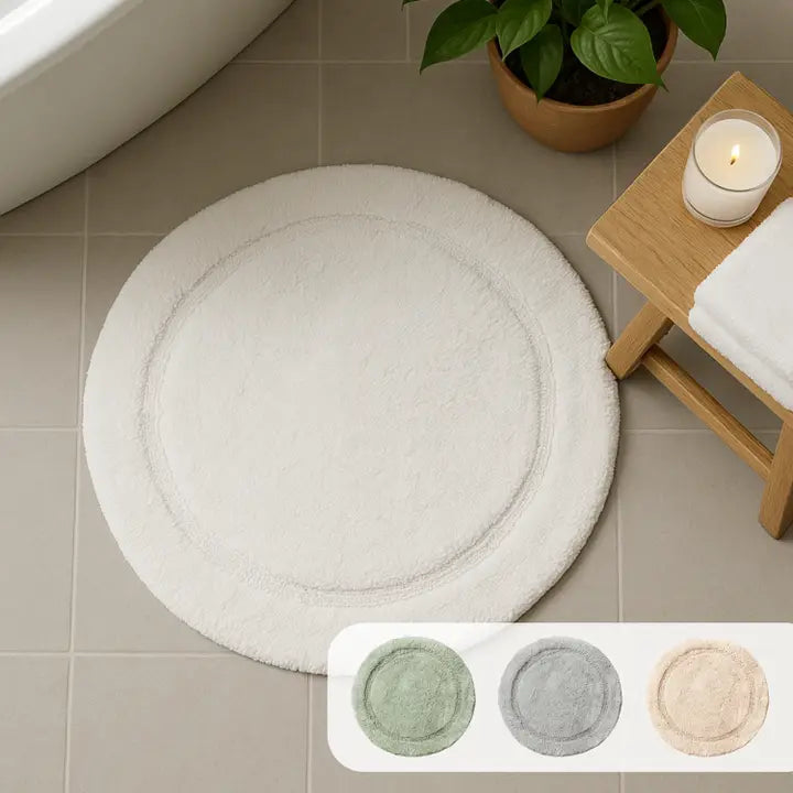Valentinlife Wholesale Round Bath Mat – 100% Cotton Non-Slip Circular Bathroom Rug