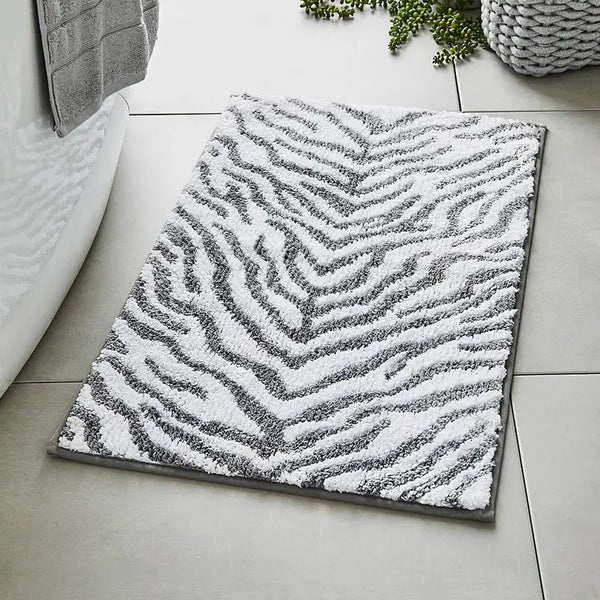 Valentinlife Zebra Print Ultra Soft Bath Mat – Non-Slip Stylish Bathroom Rug