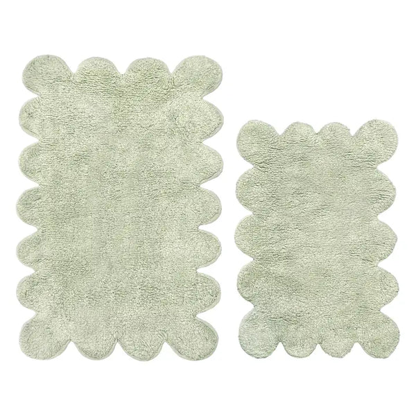 Valentinlife Wholesale Two Piece Scallop Bath Mat Set – 100% Cotton Scalloped Edge Bathroom Rugs