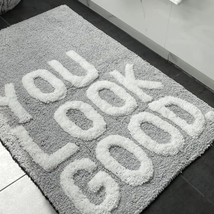 Valentinlife Wholesale You Look Good Slogan Bath Mat – Non-Slip Tufted Bathroom Rug