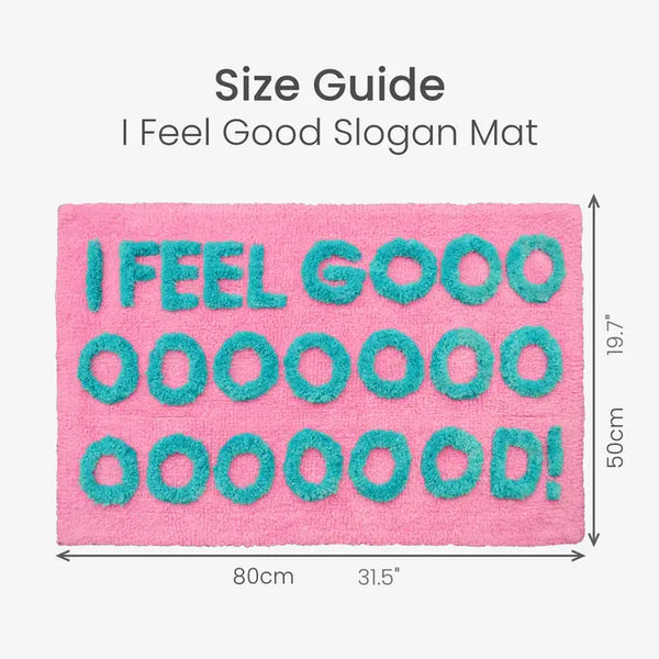 Valentinlife Wholesale I Feel Good Slogan Bath Mat – Non-Slip Colourful Tufted Bathroom Rug