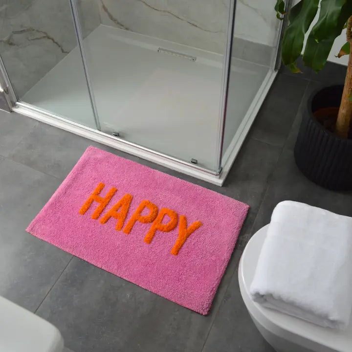Valentinlife Wholesale Happy Slogan Bath Mat – Colourful Non-Slip Soft & Absorbent Bathroom Rug