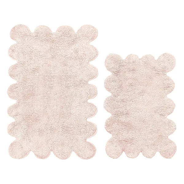 Valentinlife Wholesale Two Piece Scallop Bath Mat Set – 100% Cotton Scalloped Edge Bathroom Rugs
