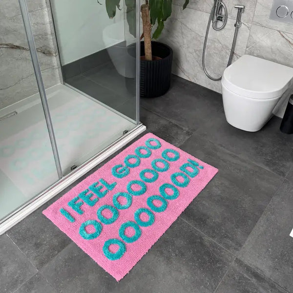 Valentinlife Wholesale I Feel Good Slogan Bath Mat – Non-Slip Colourful Tufted Bathroom Rug