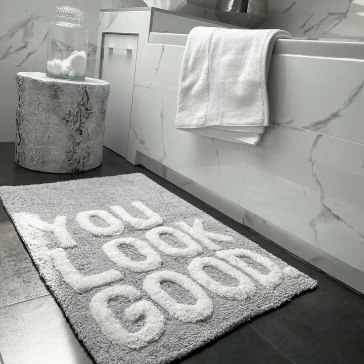 Valentinlife Wholesale You Look Good Slogan Bath Mat – Non-Slip Tufted Bathroom Rug