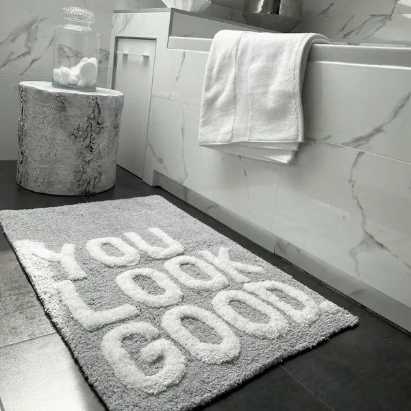 Valentinlife Wholesale You Look Good Slogan Bath Mat – Non-Slip Tufted Bathroom Rug