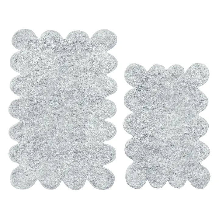 Valentinlife Wholesale Two Piece Scallop Bath Mat Set – 100% Cotton Scalloped Edge Bathroom Rugs