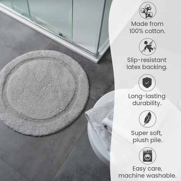 Valentinlife Wholesale Round Bath Mat – 100% Cotton Non-Slip Circular Bathroom Rug