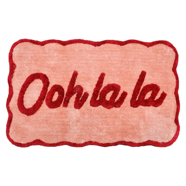 Valentinlife Wholesale Ooh La La Slogan Scallop Bath Mat – Non-Slip Scalloped Edge Bathroom Rug