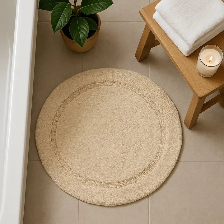 Valentinlife Wholesale Round Bath Mat – 100% Cotton Non-Slip Circular Bathroom Rug