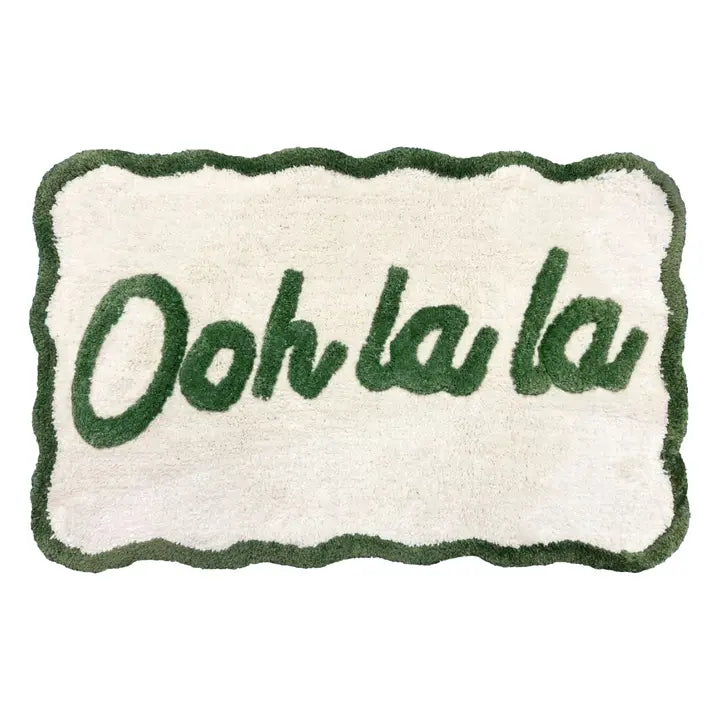 Valentinlife Wholesale Ooh La La Slogan Scallop Bath Mat – Non-Slip Scalloped Edge Bathroom Rug