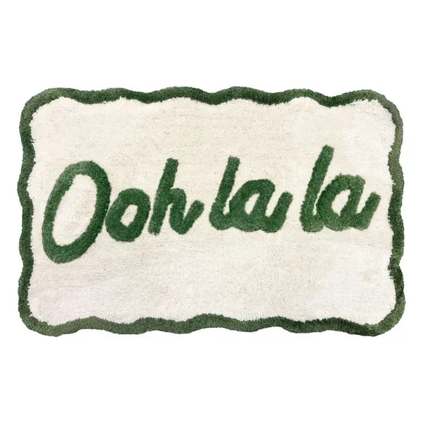 Valentinlife Wholesale Ooh La La Slogan Scallop Bath Mat – Non-Slip Scalloped Edge Bathroom Rug