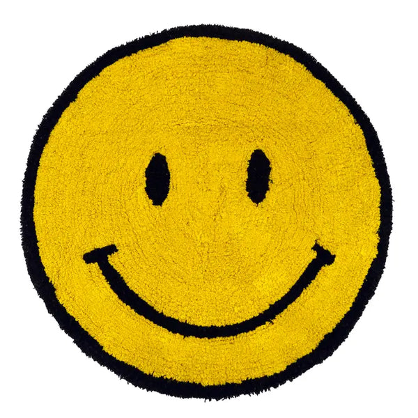 Valentinlife Yellow Smiley Face Reversible Bath Mat – 100% Cotton Soft & Absorbent Rug