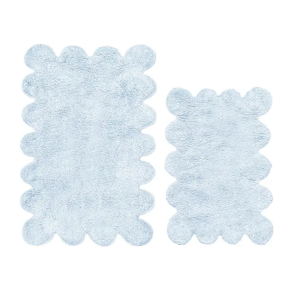Valentinlife Wholesale Two Piece Scallop Bath Mat Set – 100% Cotton Scalloped Edge Bathroom Rugs