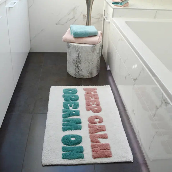 Valentinlife Keep Calm Dream On Slogan Bath Mat – Handmade Non-Slip Bathroom Rug